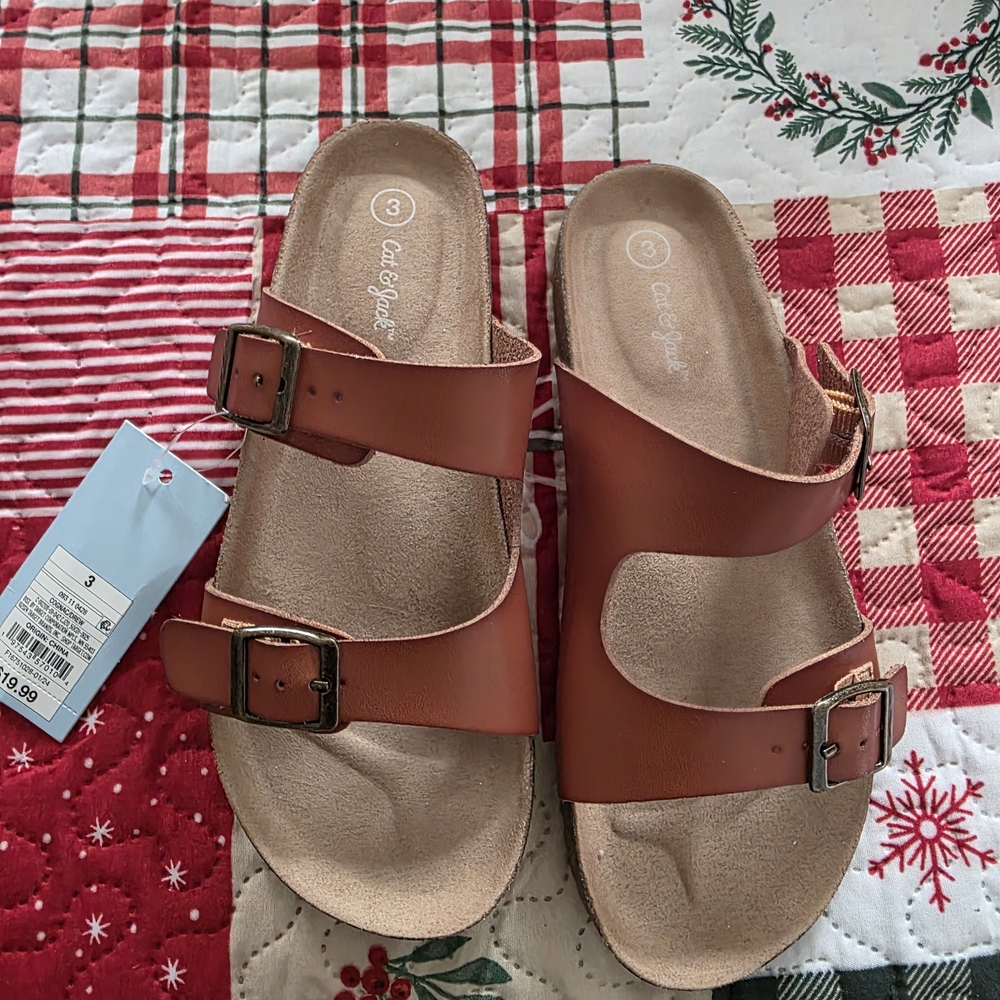 Brown Double Strap Sandals